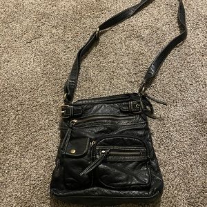 Black faux leather satchel from Target